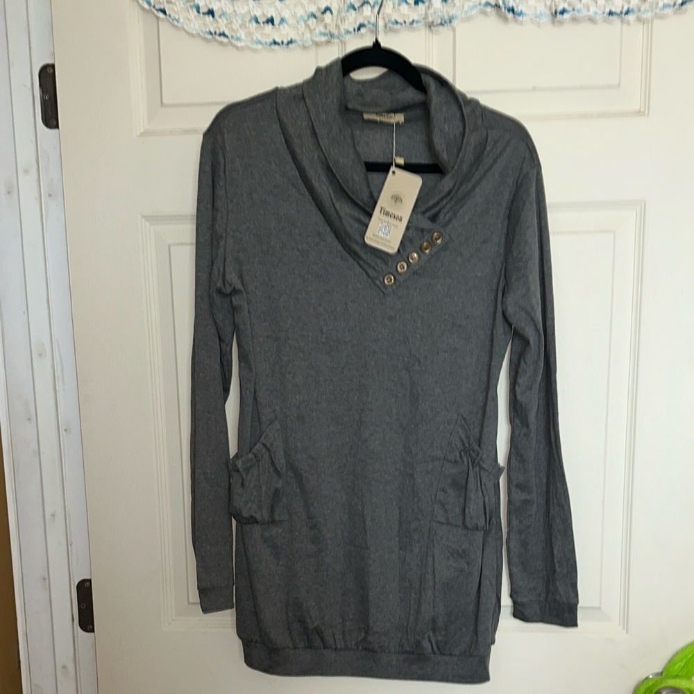 Elegant Charcoal Cowl Neck Sweater